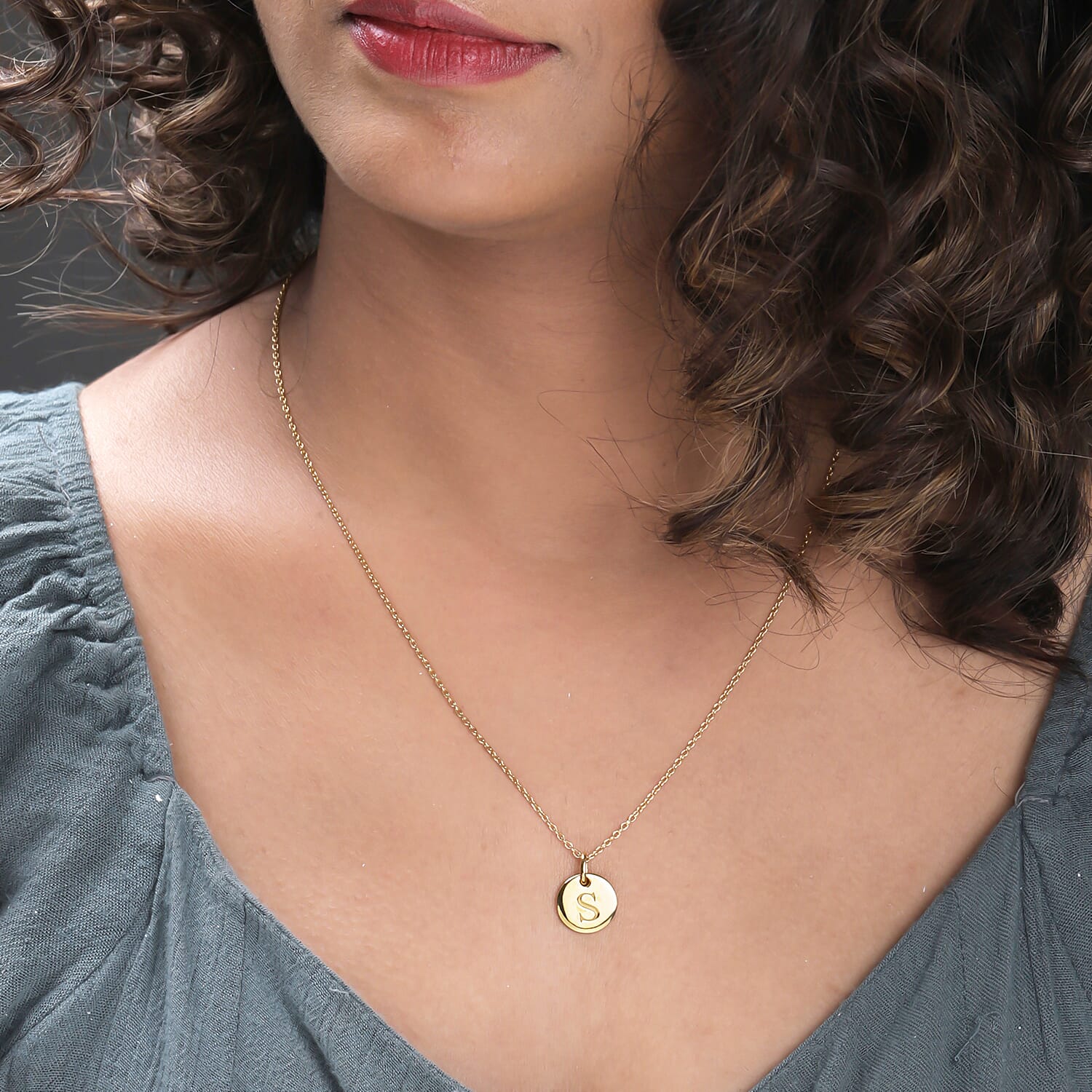 Personalised Initial Engraved 12MM Disc Pendant with Chain in Silver