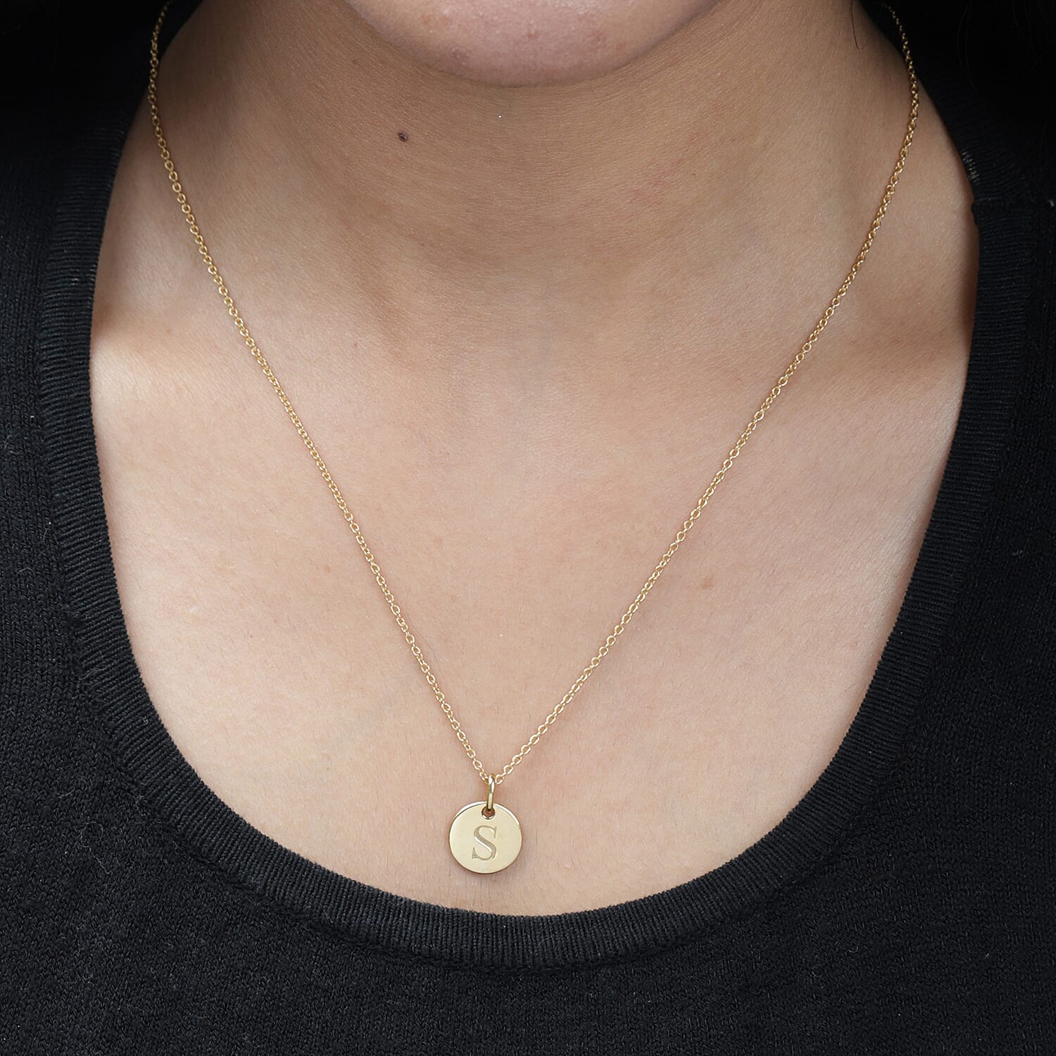 Personalised Initial Engraved 12MM Disc Pendant with Chain in Silver