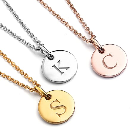 Personalised Initial Engraved 12MM Disc Pendant with Chain in Silver