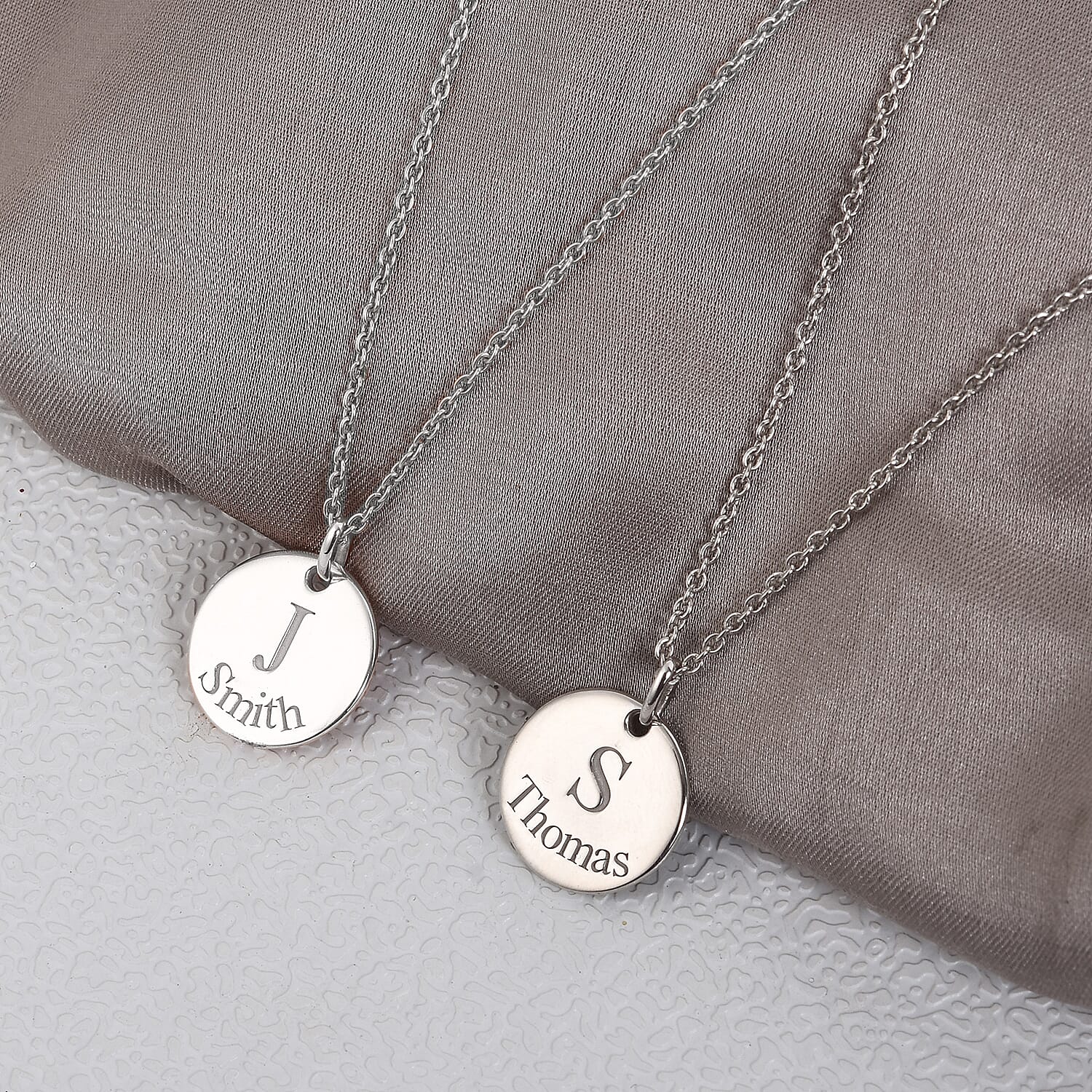 Personalised Initial and Date Engraved 15MM Disc Pendant with 18" Chain in Silver