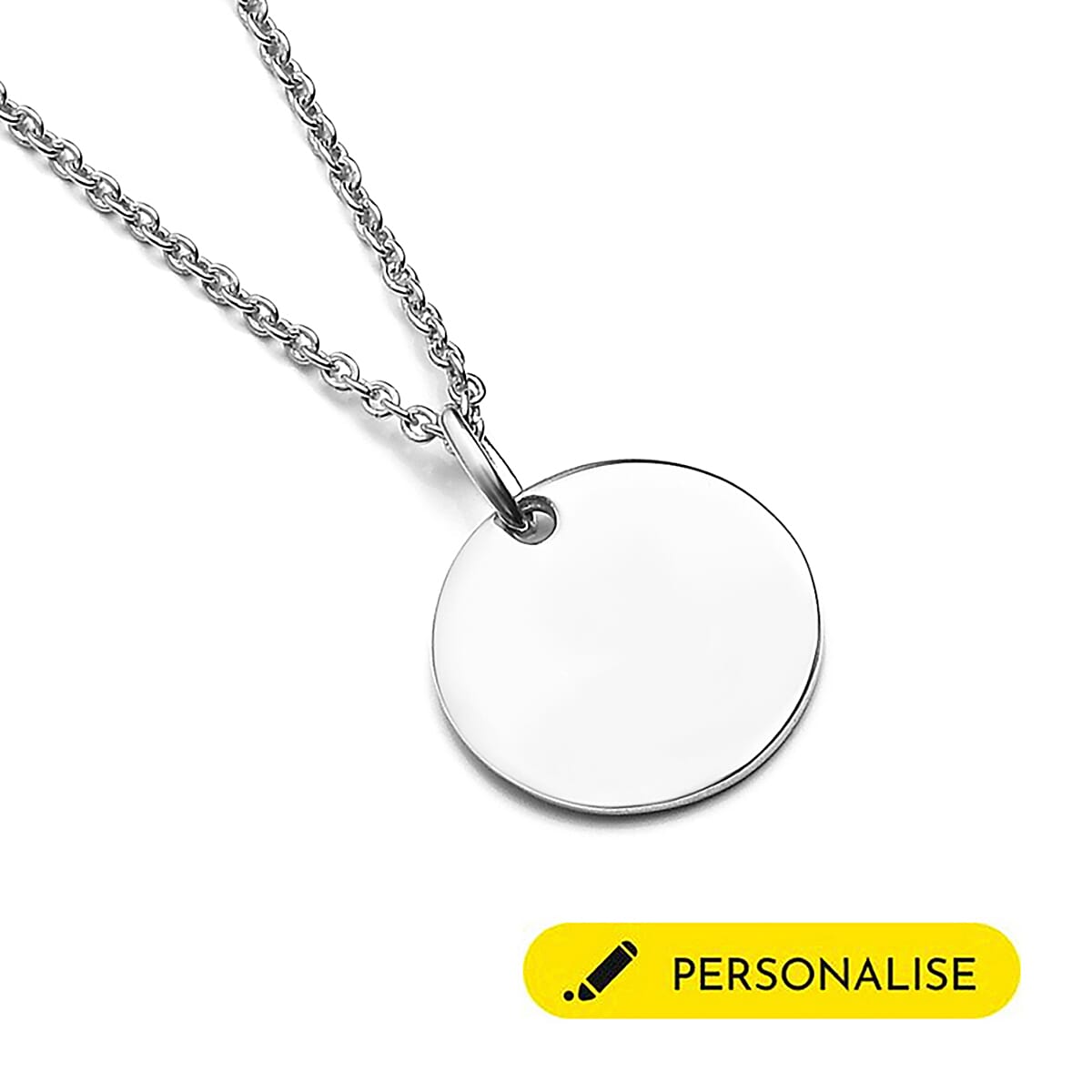 Personalised Initial and Date Engraved 15MM Disc Pendant with 18" Chain in Silver