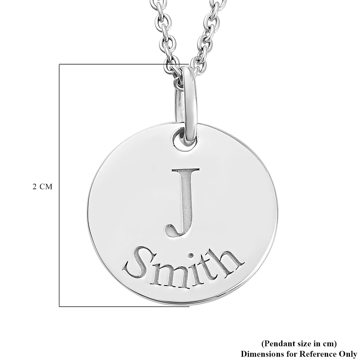 Personalised Initial and Date Engraved 15MM Disc Pendant with 18" Chain in Silver