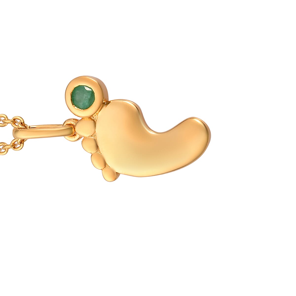 Personalised Baby Feet Birthstone and Name Pendant with Chain in Silver