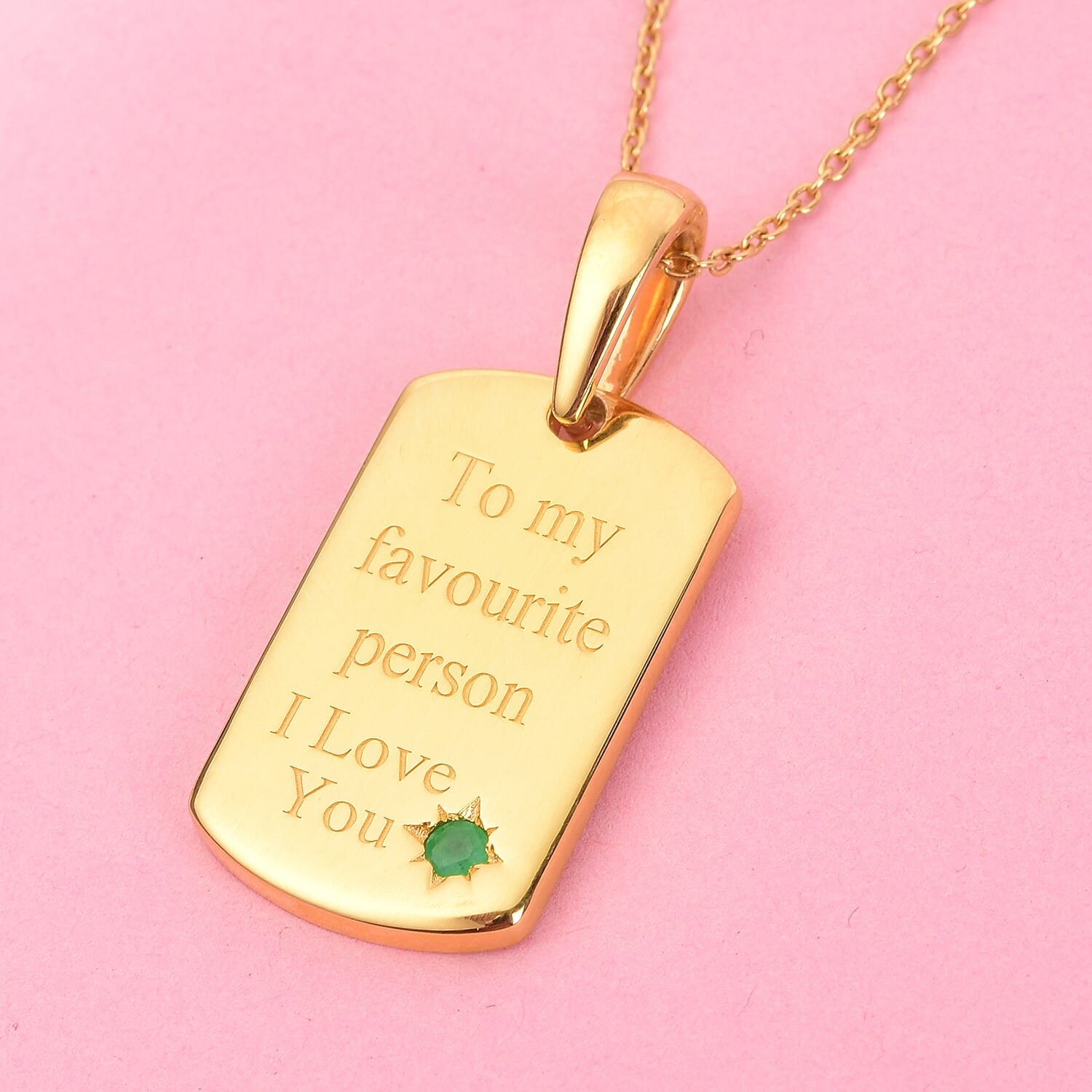 Personalised Engraved Birthstone Dog Tag Necklace in Silver