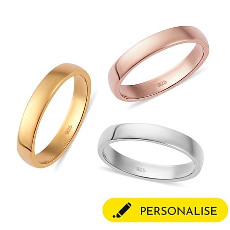 Personalised Engraved 4mm Secret Message Band Ring in Silver