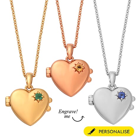 Personalised Engraved Initial and Birthstone Heart Locket