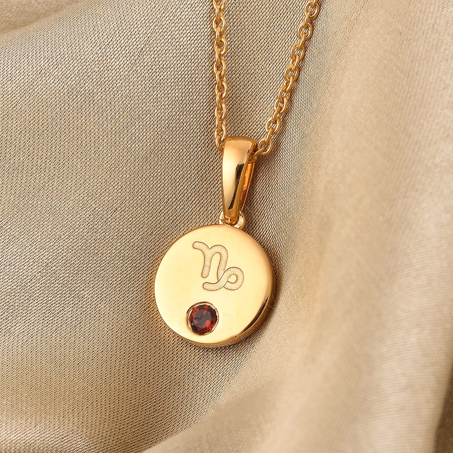 Personalised Engraved Mini Disc Zodiac Birthstone Necklace with Chain in Silver, Size 18 Inch