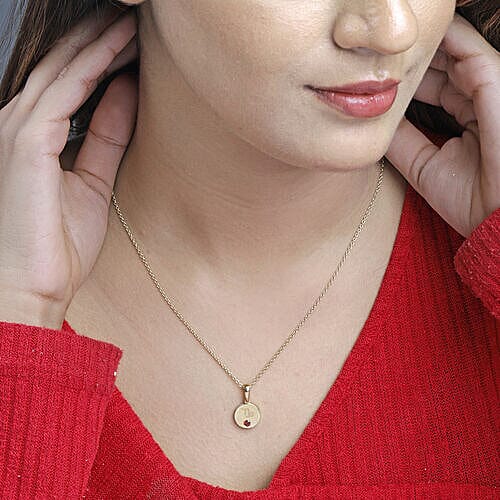 Personalised Engraved Mini Disc Zodiac Birthstone Necklace with Chain in Silver, Size 18 Inch