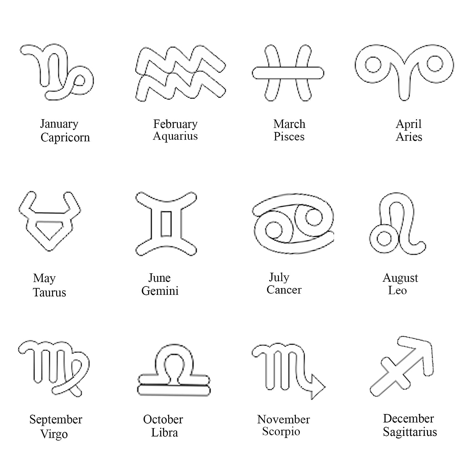 Personalised Engraved Initial and Zodiac Pendant with Chain in Silver Size 18"