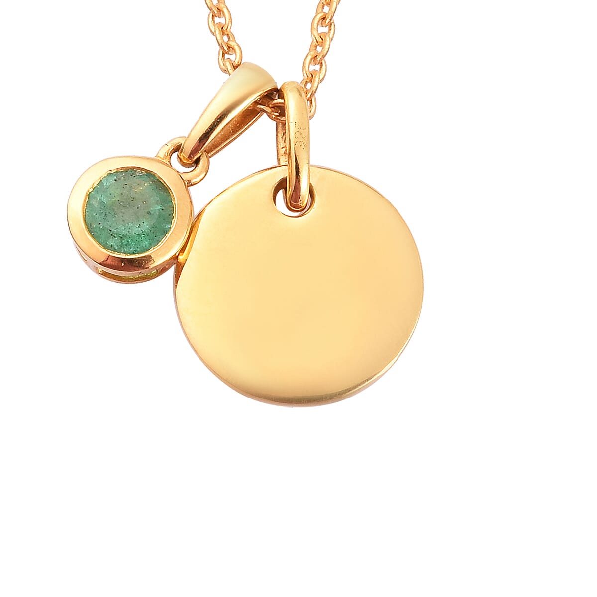 Personalised Engraved Birthstone and Initial Disc with 20Inch Chain in Silver