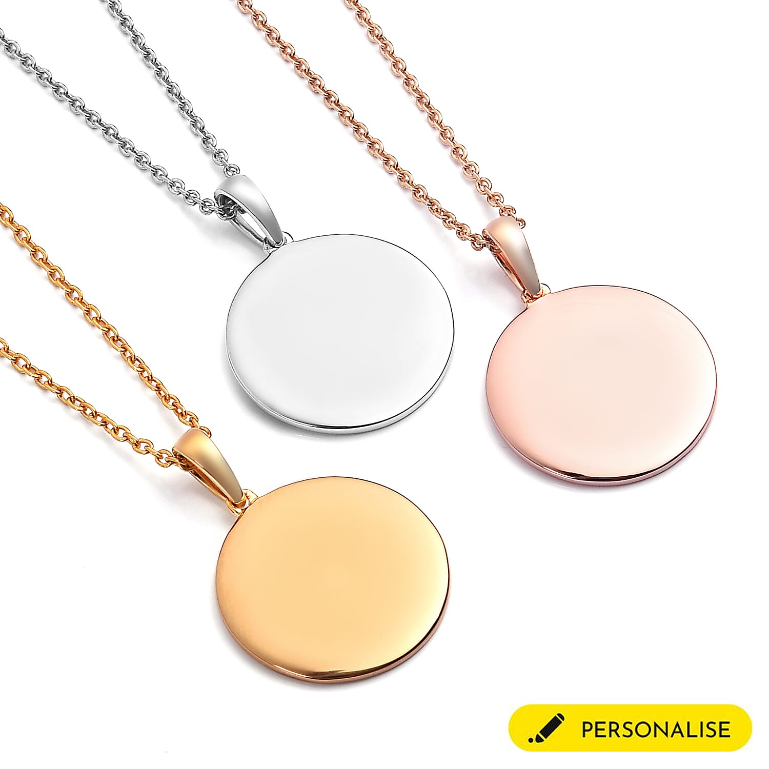 Personalised Engraved Name and Chakra Disc with Chain in Silver, Size 18"