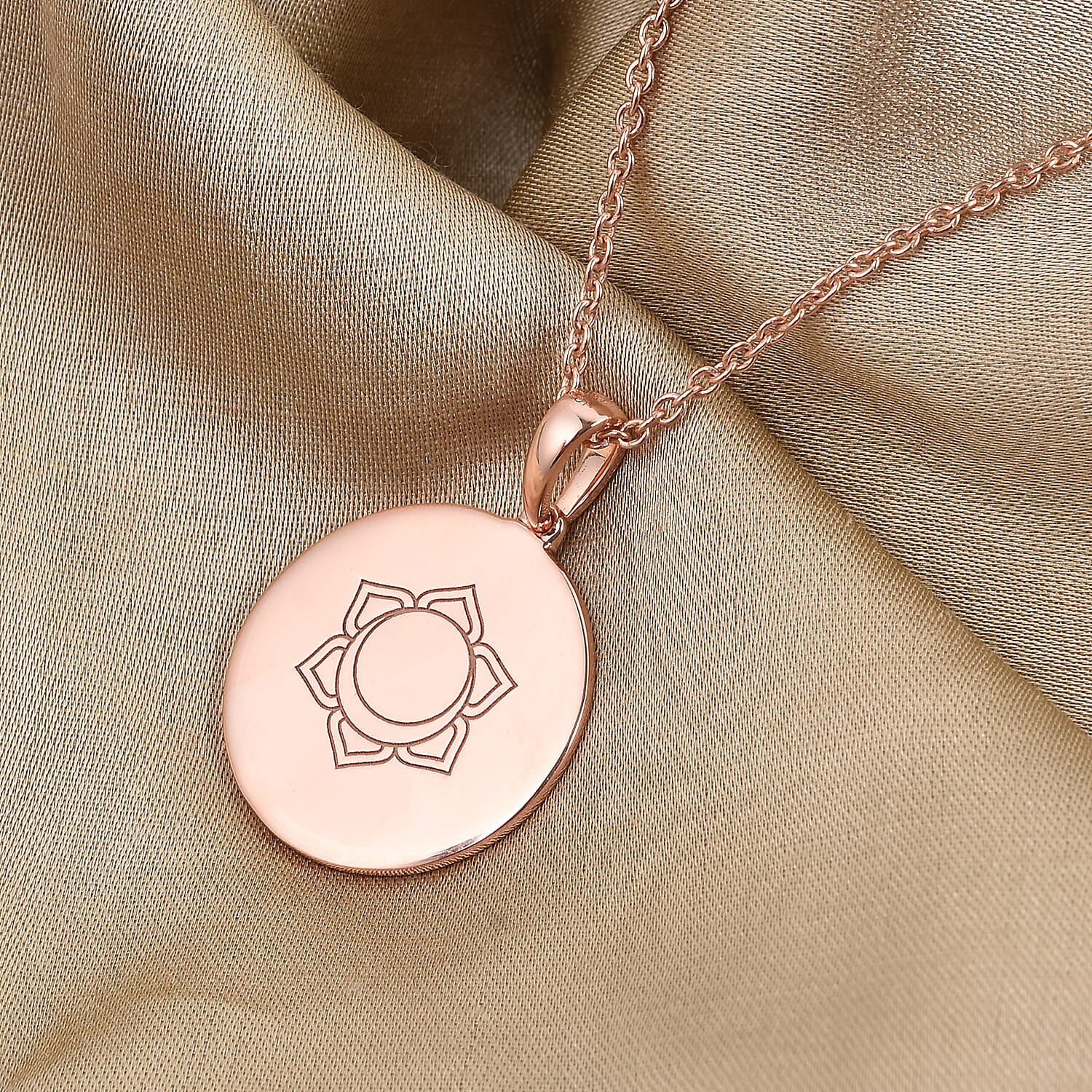 Personalised Engraved Name and Chakra Disc with Chain in Silver, Size 18"
