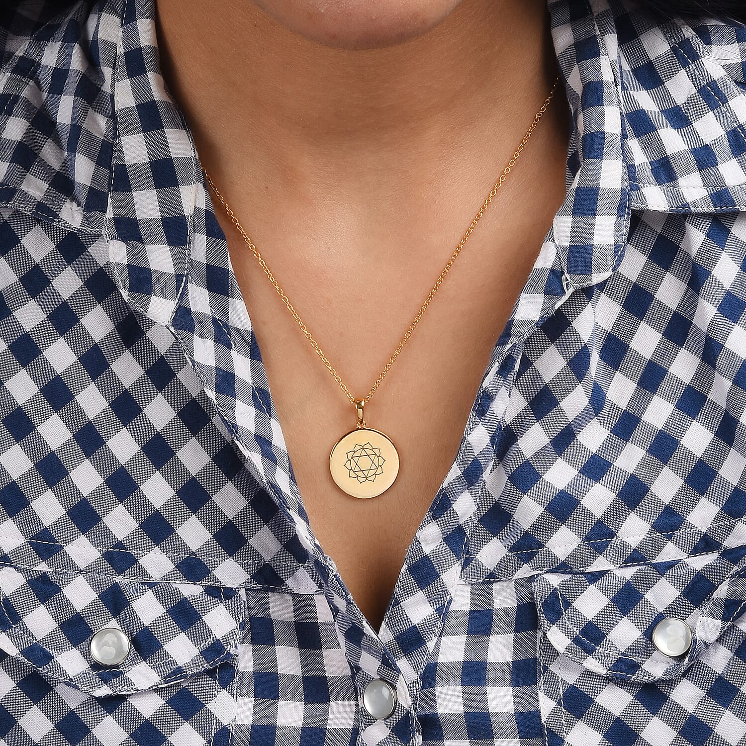 Personalised Engraved Name and Chakra Disc with Chain in Silver, Size 18"