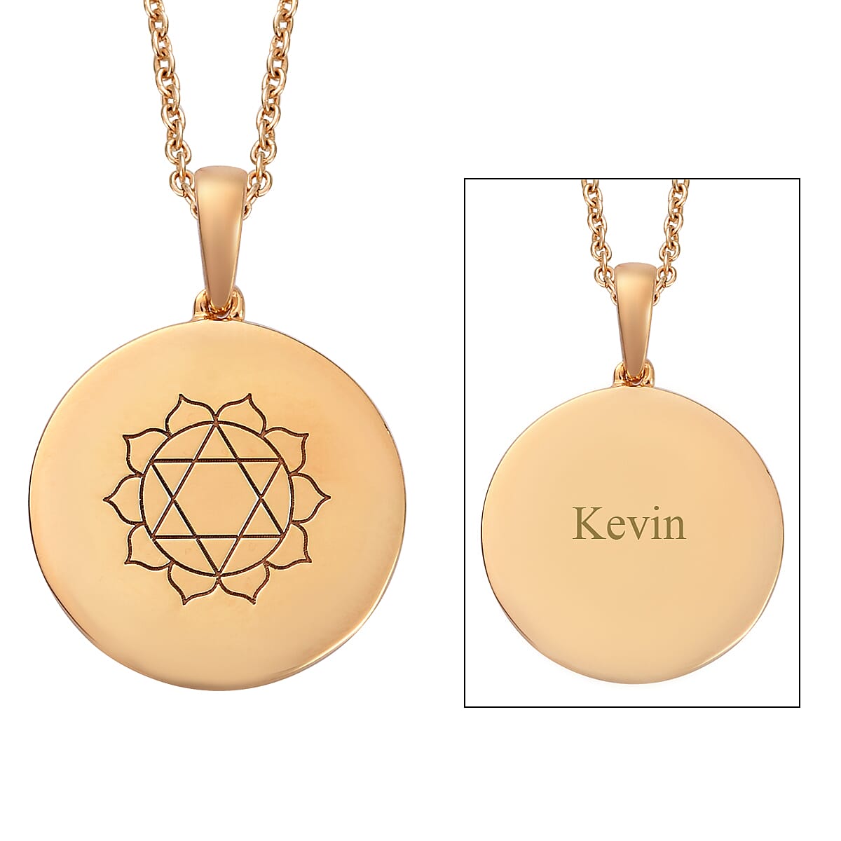 Personalised Engraved Name and Chakra Disc with Chain in Silver, Size 18"