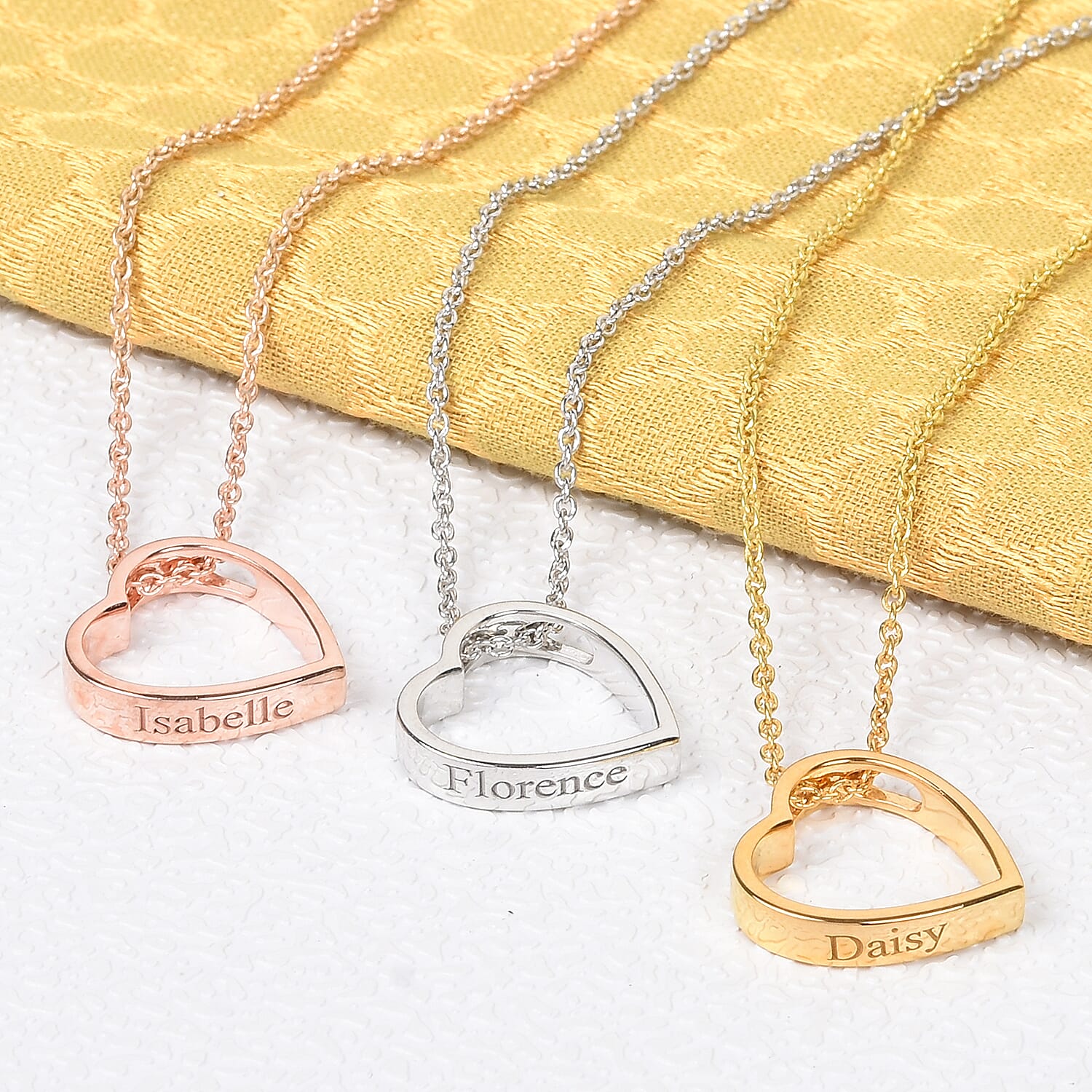 Personalised Engraved Heart Pendant with Chain in Silver