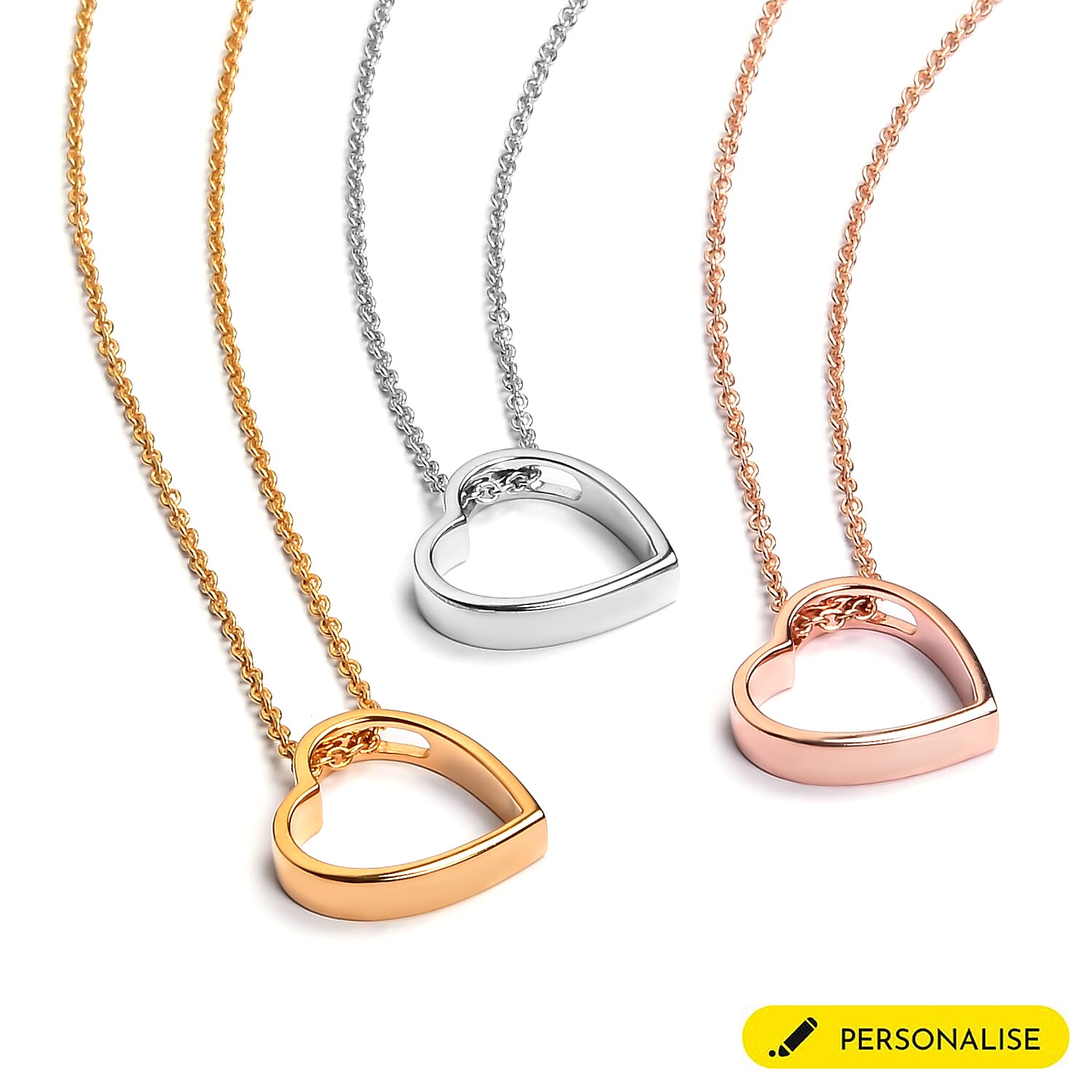 Personalised Engraved Heart Pendant with Chain in Silver