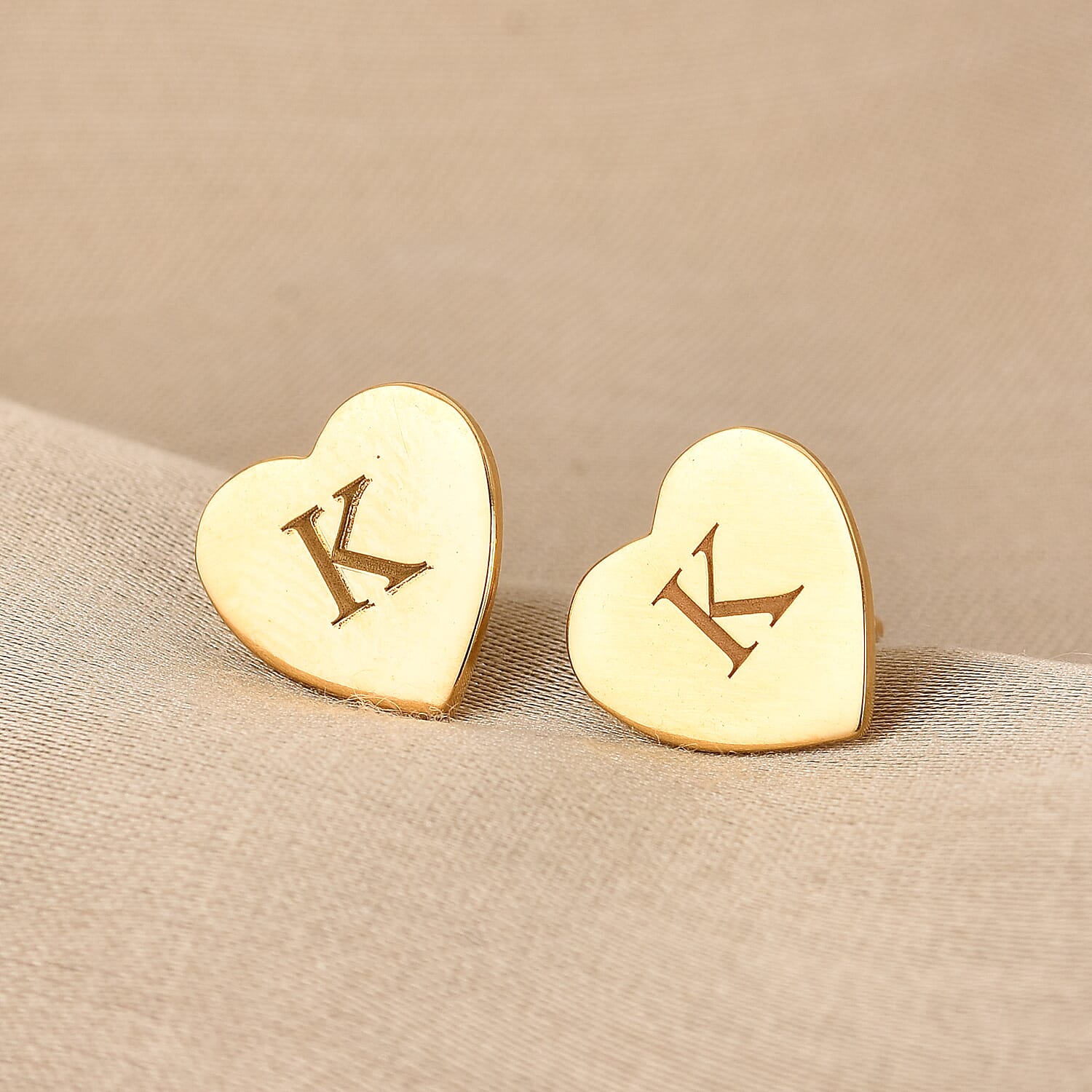Personalised Engraved Initial Heart Stud Earrings