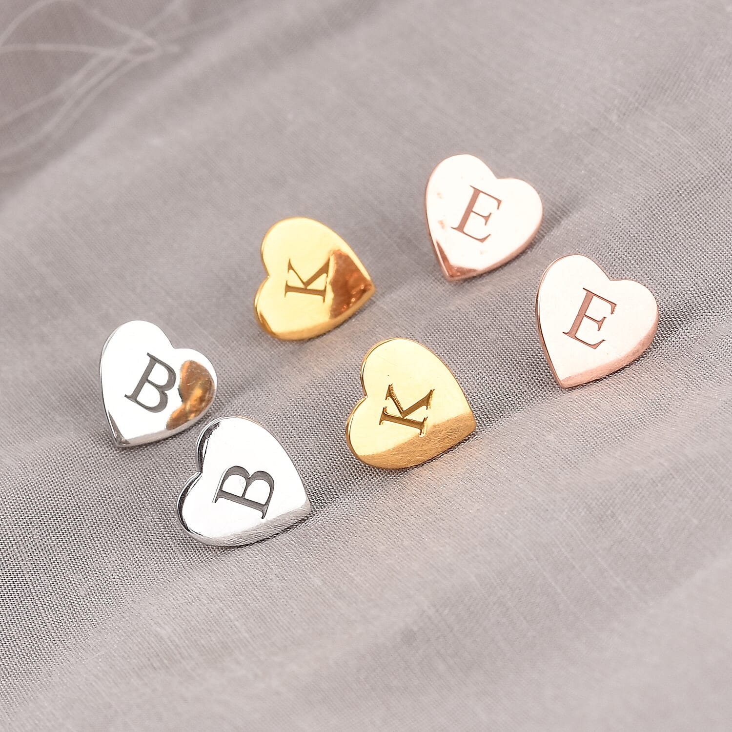 Personalised Engraved Initial Heart Stud Earrings