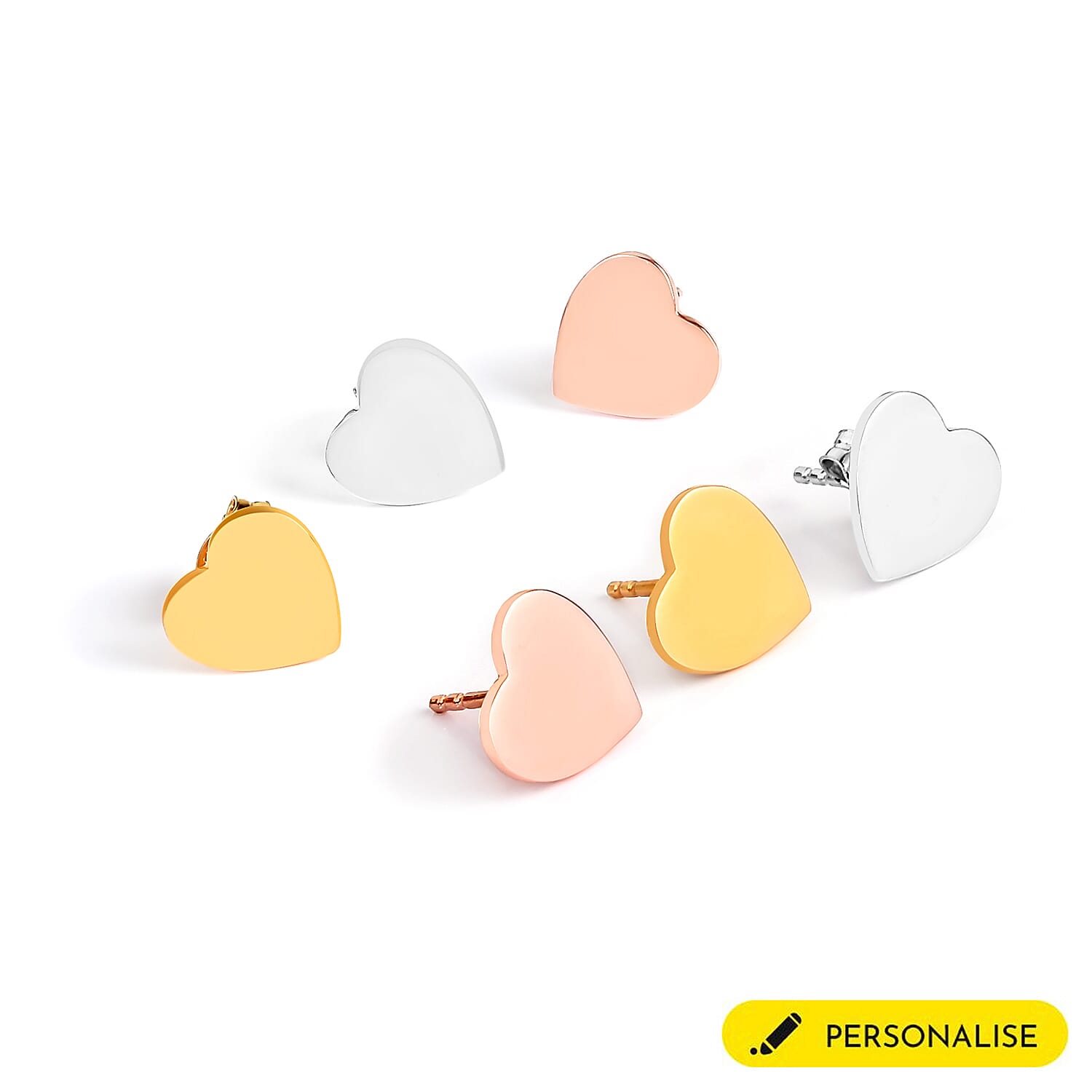 Personalised Engraved Initial Heart Stud Earrings