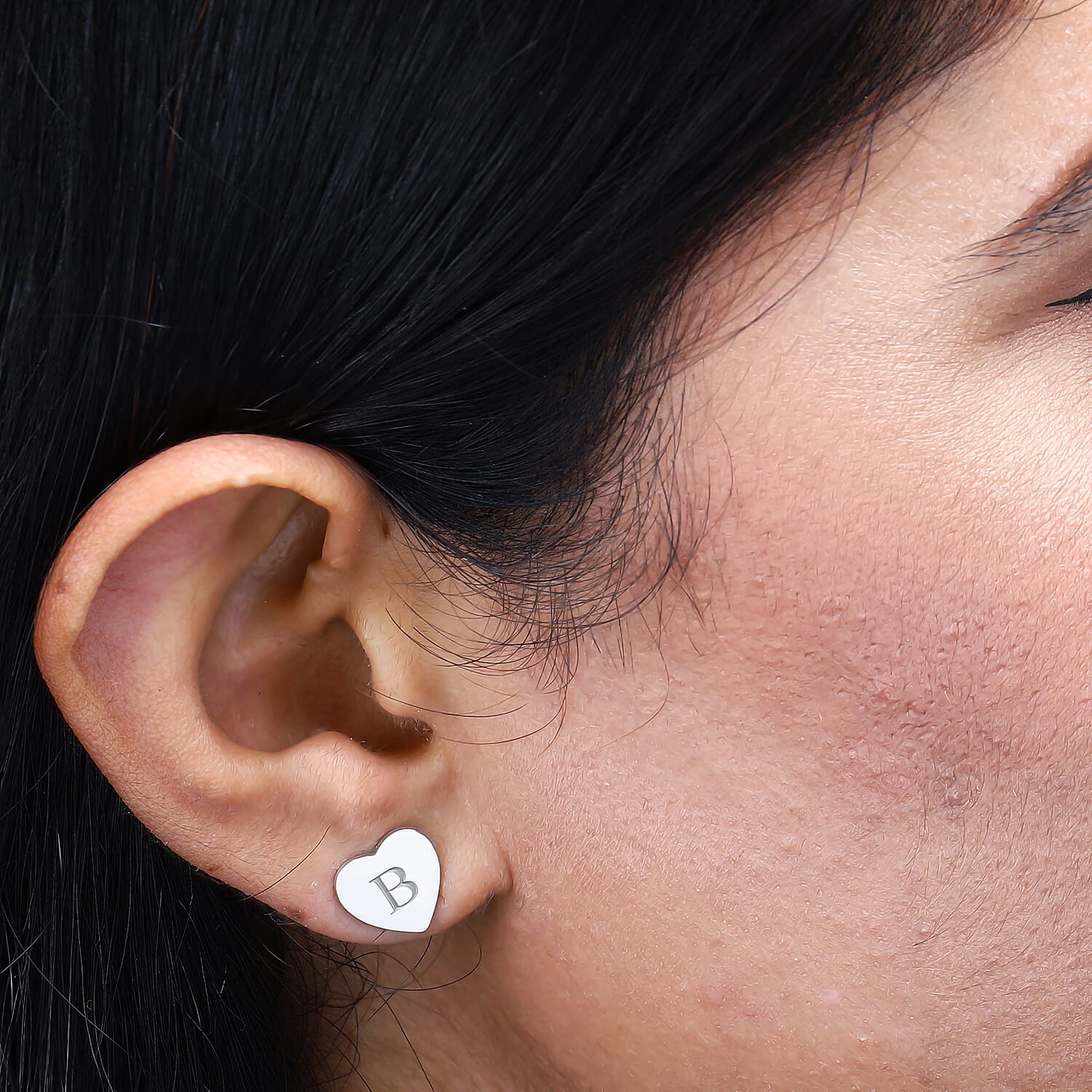 Personalised Engraved Initial Heart Stud Earrings