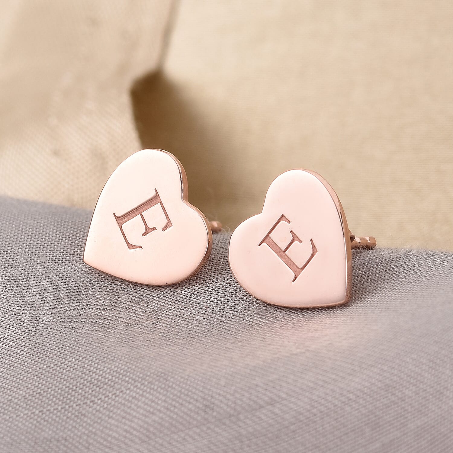 Personalised Engraved Initial Heart Stud Earrings