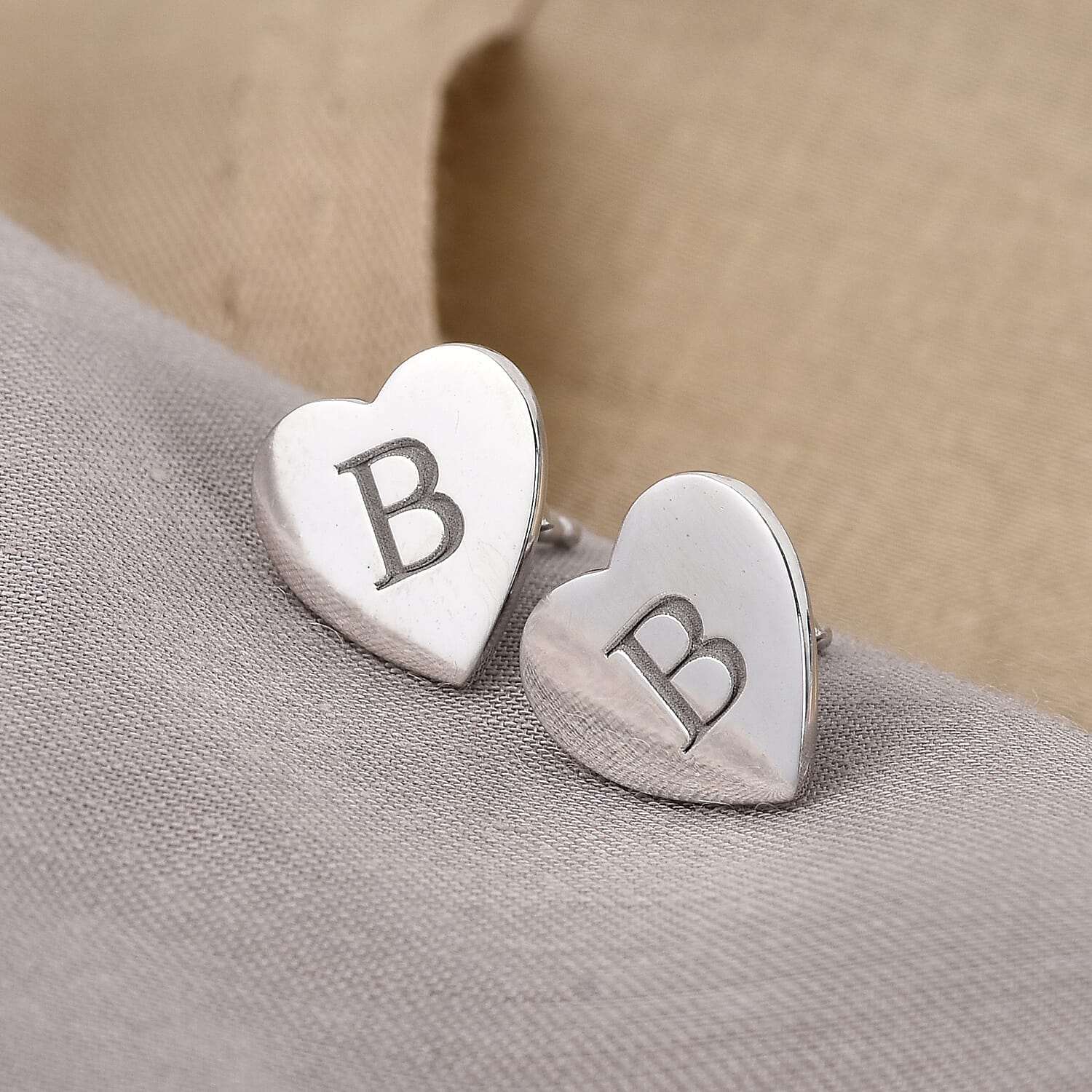 Personalised Engraved Initial Heart Stud Earrings