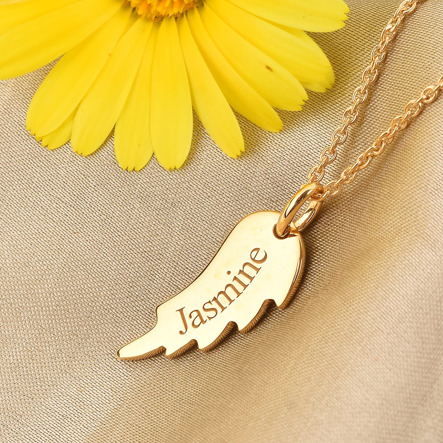 Personalised Engraved Angel Wings Pendant with 20Inch Chain in Silver