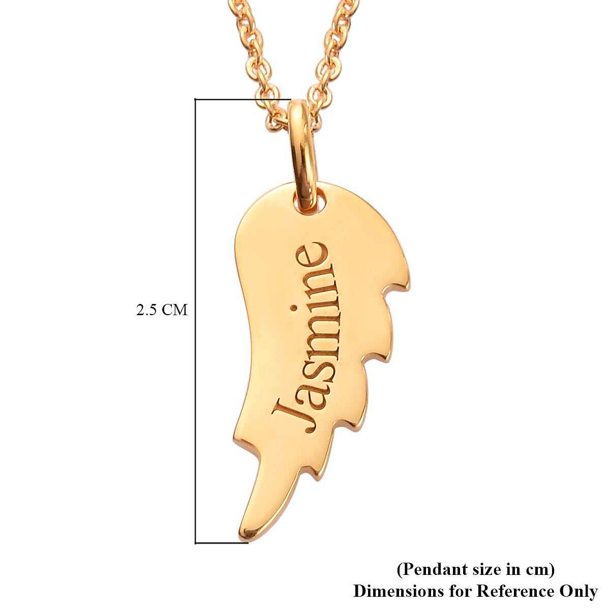 Personalised Engraved Angel Wings Pendant with 20Inch Chain in Silver