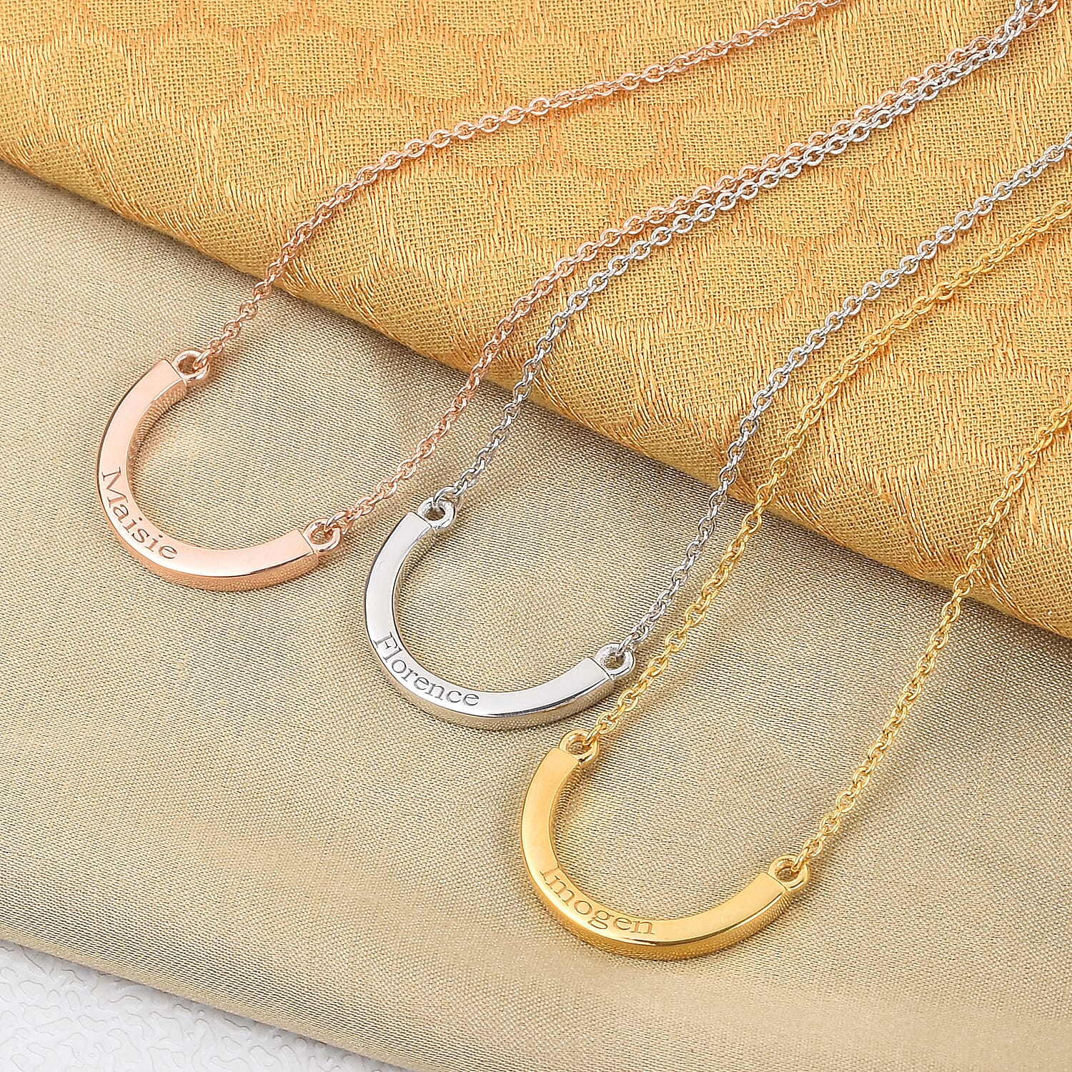 Personalised Engraved Horseshoe Necklace  in Silver