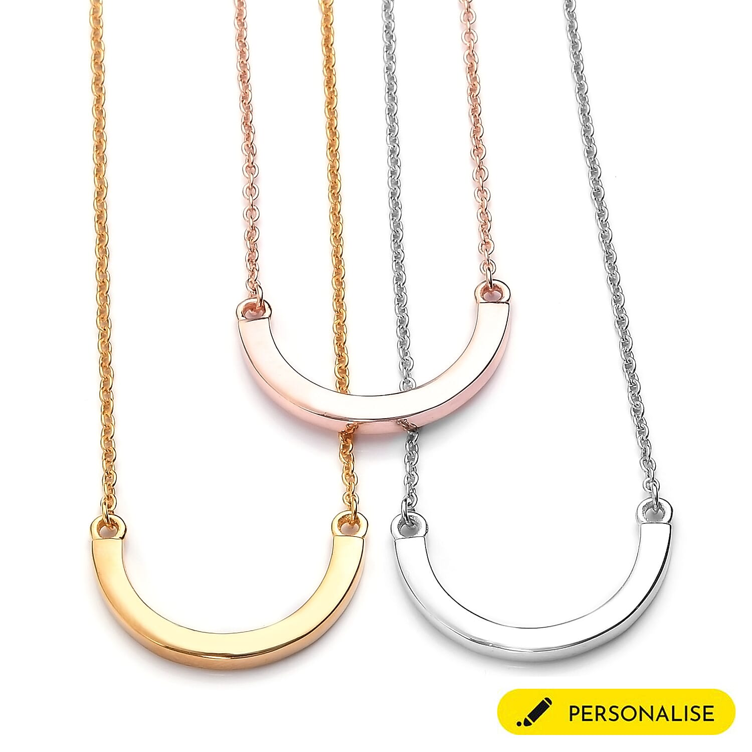 Personalised Engraved Horseshoe Necklace  in Silver