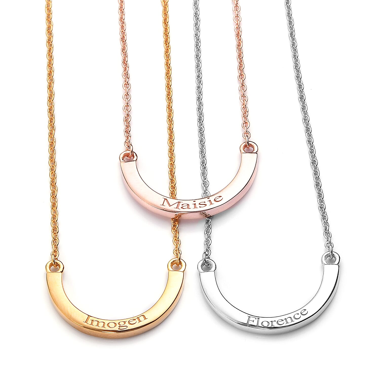 Personalised Engraved Horseshoe Necklace  in Silver