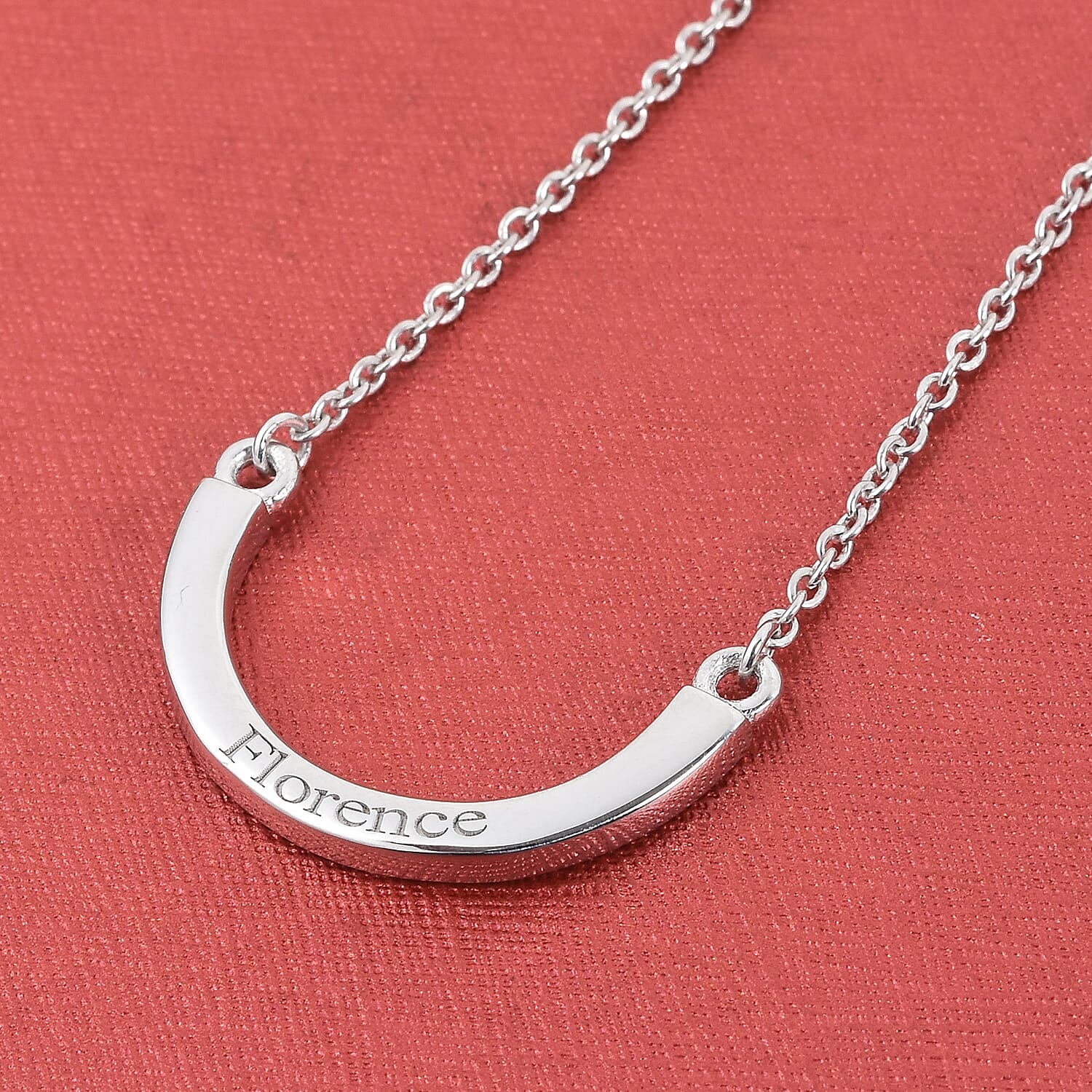 Personalised Engraved Horseshoe Necklace  in Silver