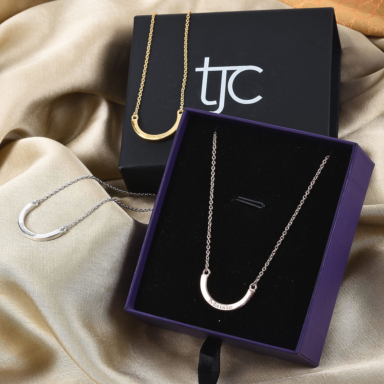 Personalised Engraved Horseshoe Necklace  in Silver