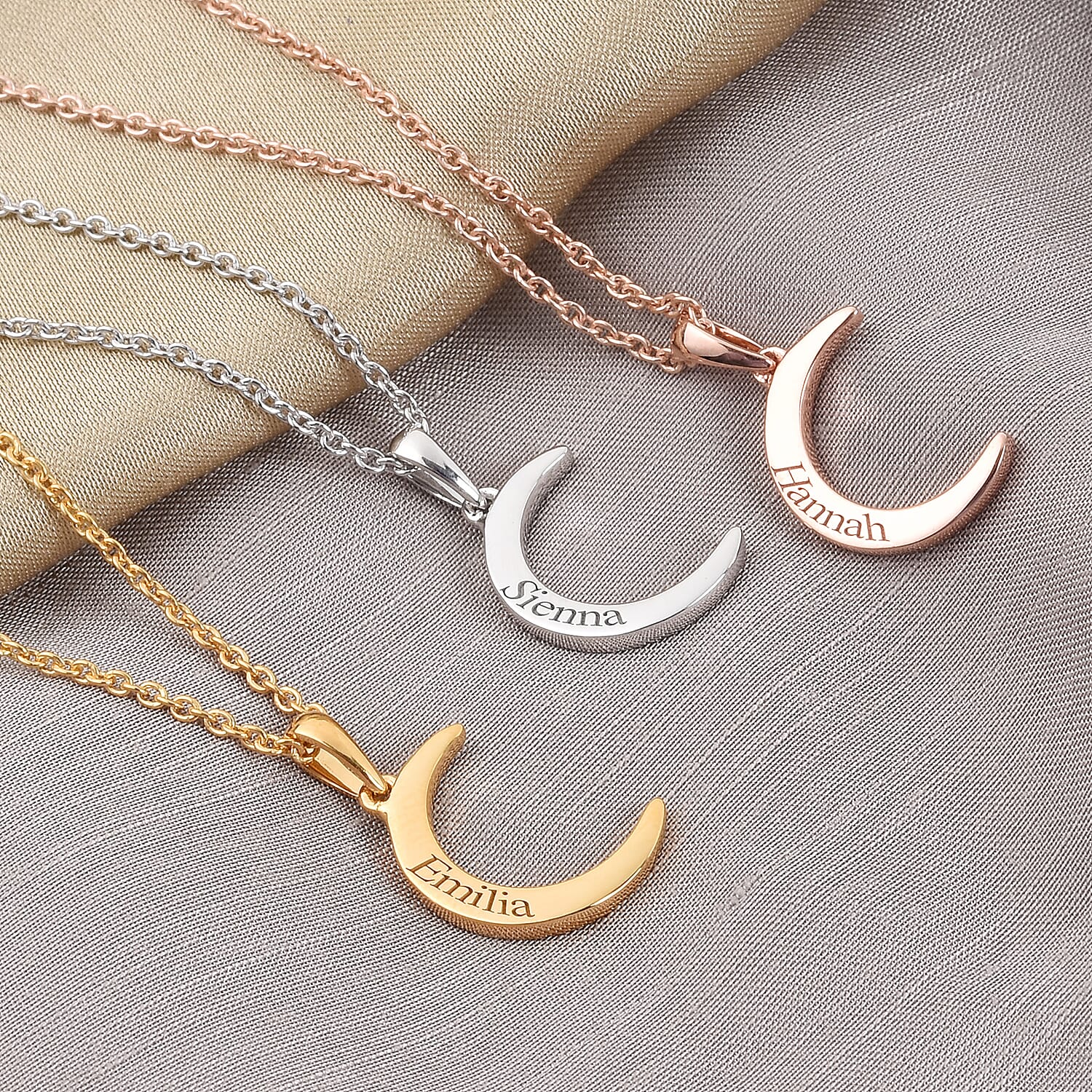 Personalised Engraved Crescent Moon Necklace