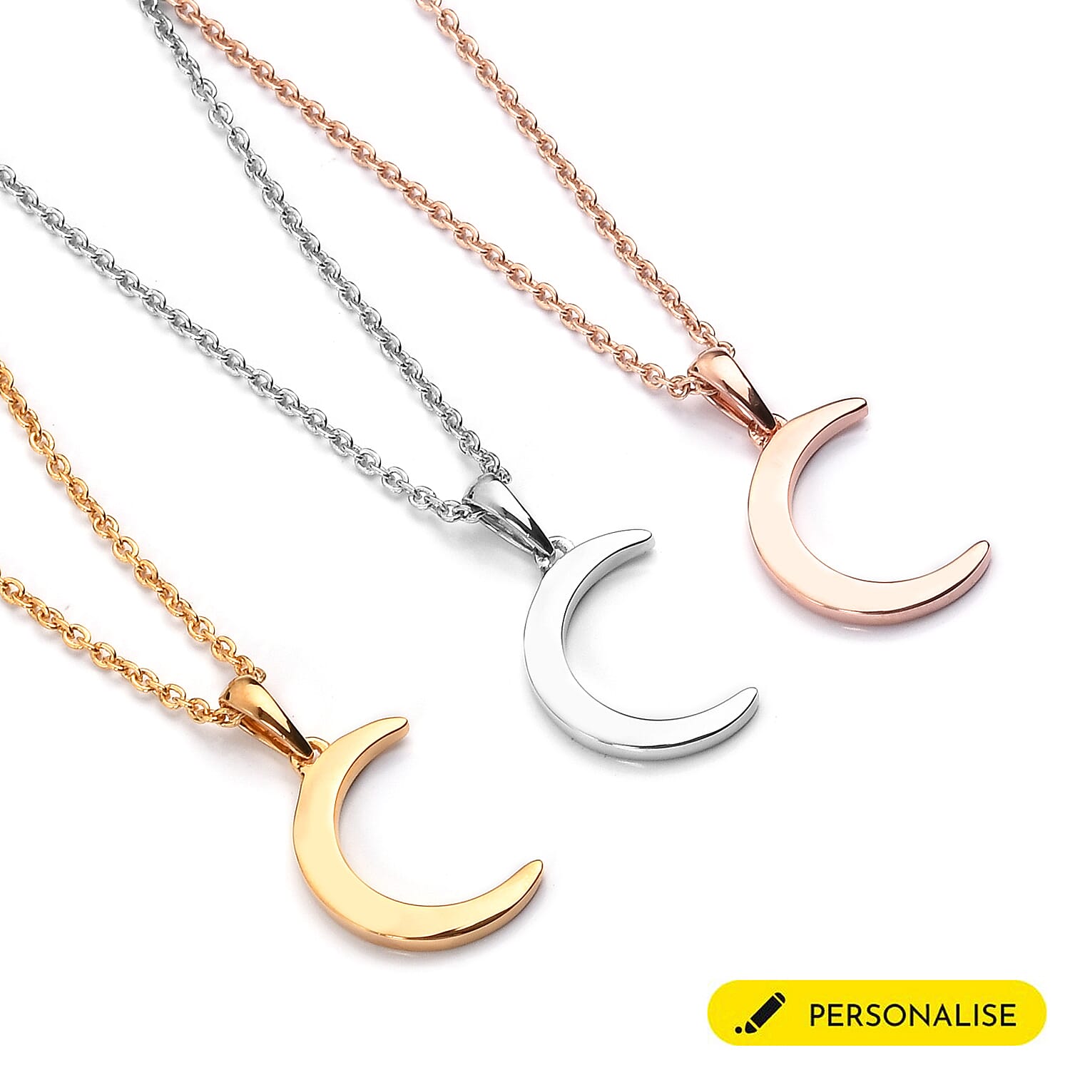 Personalised Engraved Crescent Moon Necklace