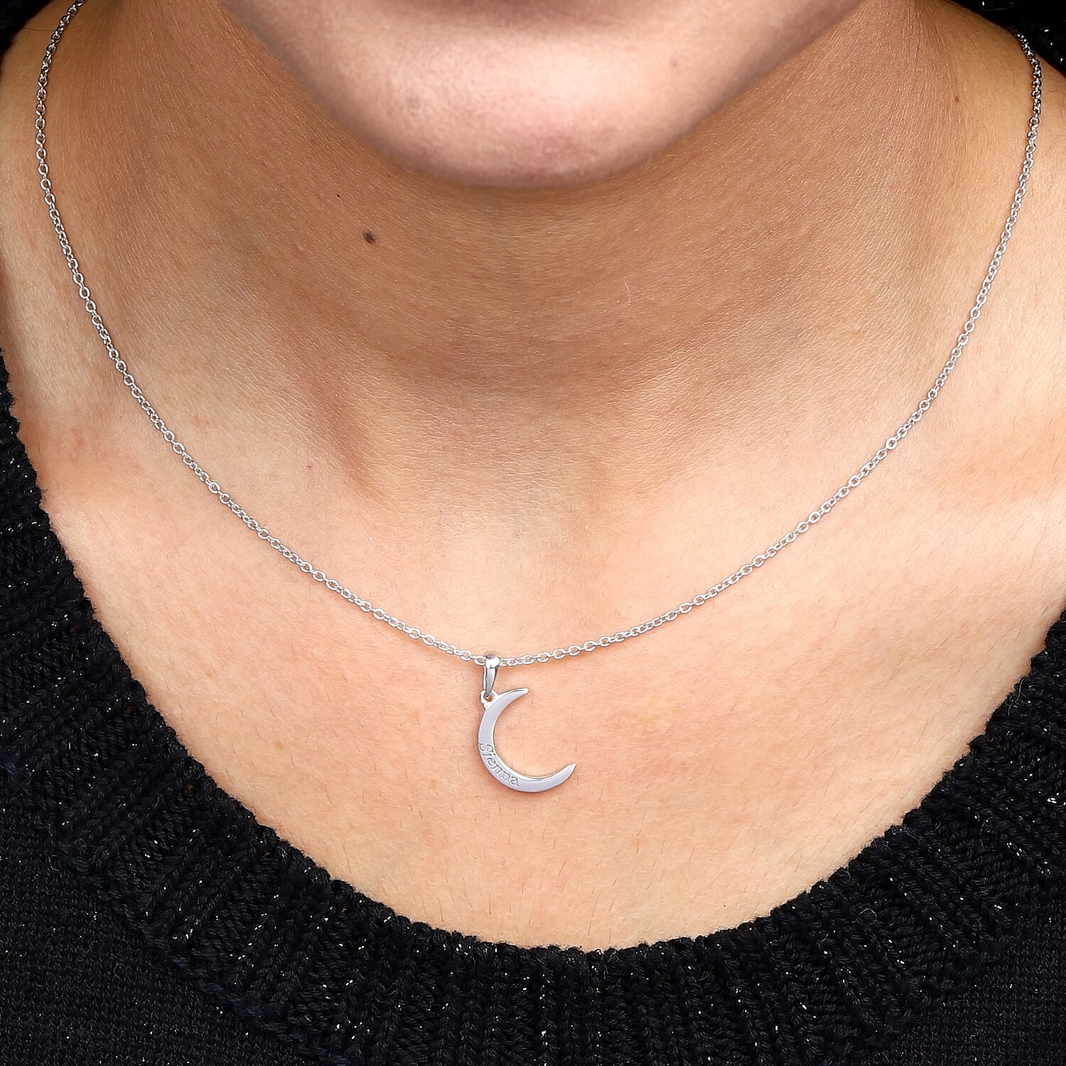 Personalised Engraved Crescent Moon Necklace