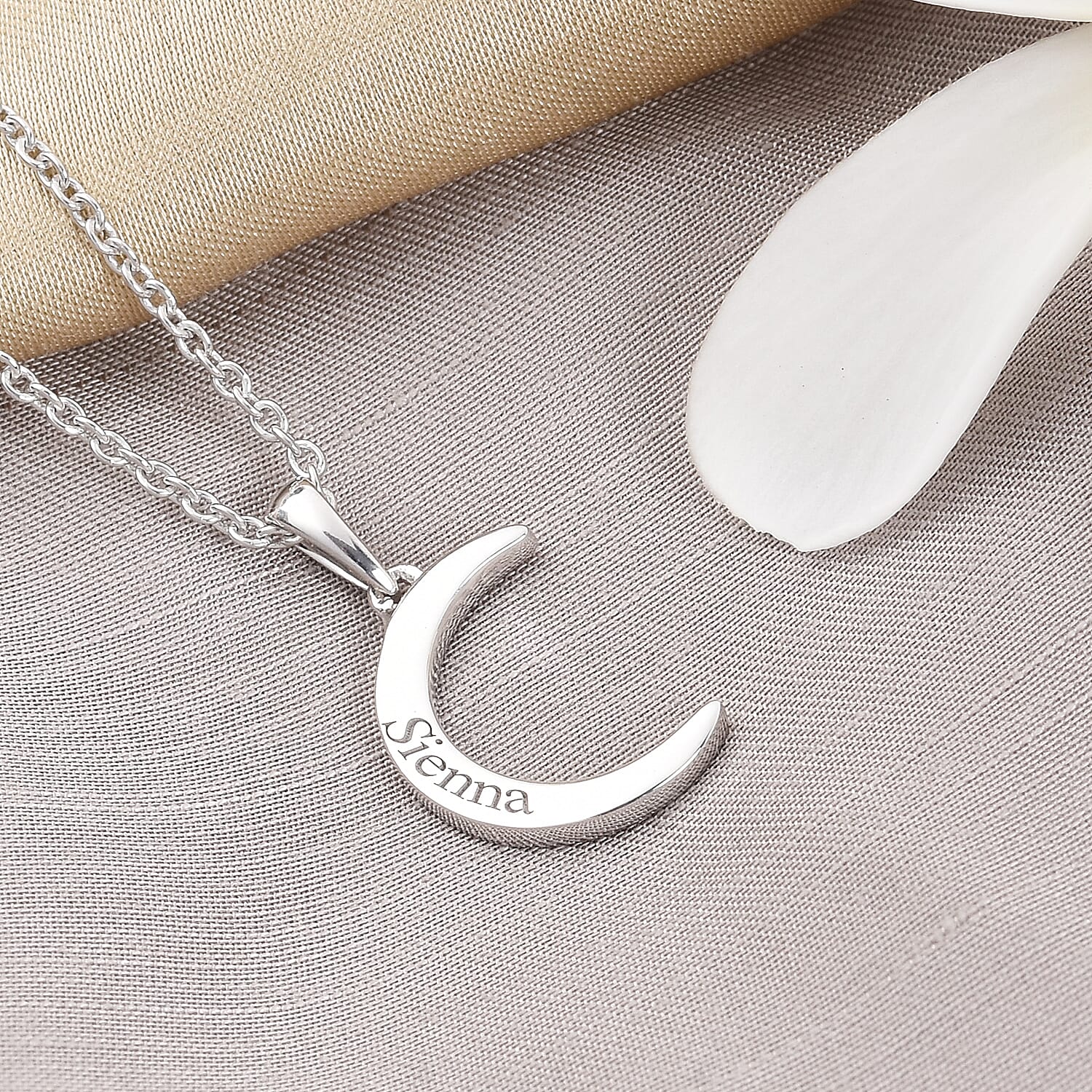 Personalised Engraved Crescent Moon Necklace