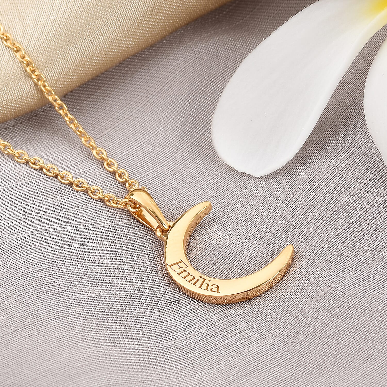 Personalised Engraved Crescent Moon Necklace