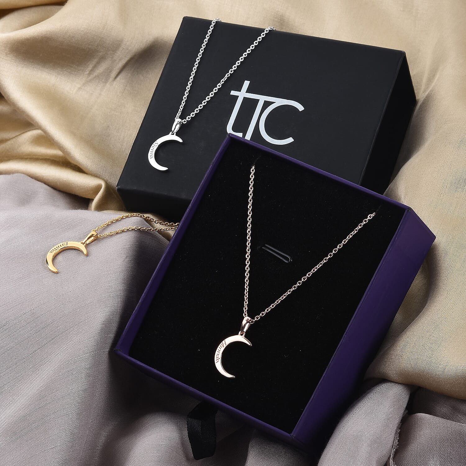 Personalised Engraved Crescent Moon Necklace