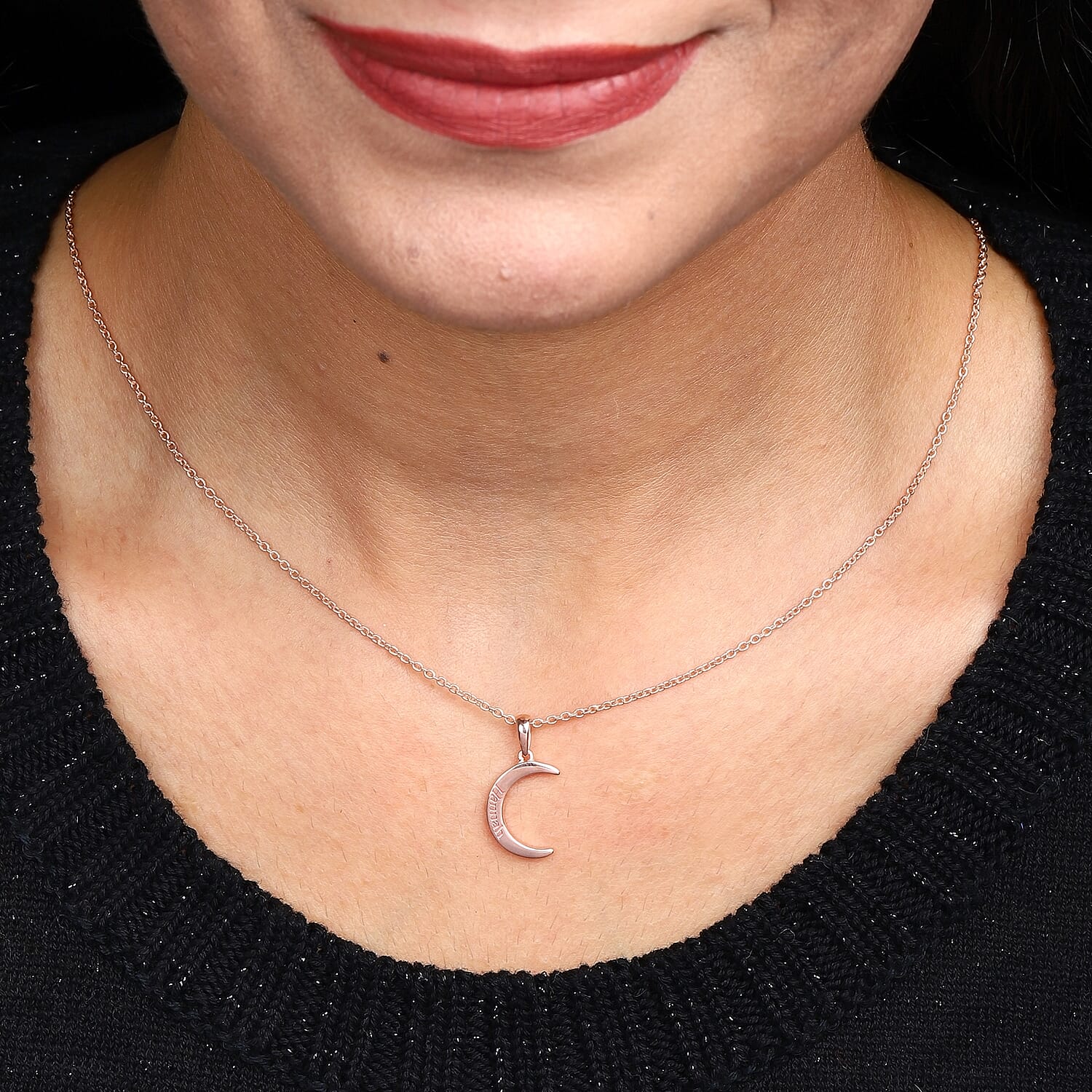 Personalised Engraved Crescent Moon Necklace