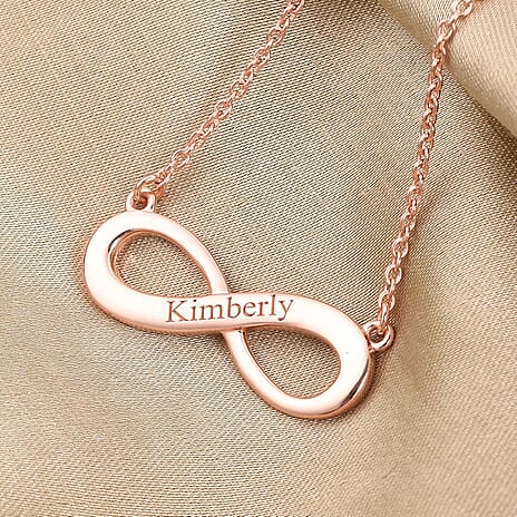 Personalised Engraved Infinity Necklace in Silver