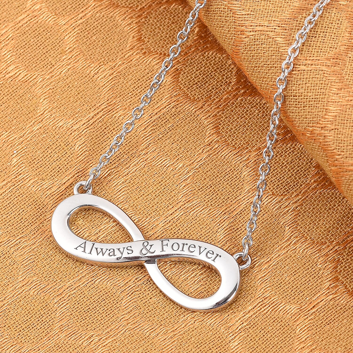 Personalised Engraved Infinity Necklace in Silver
