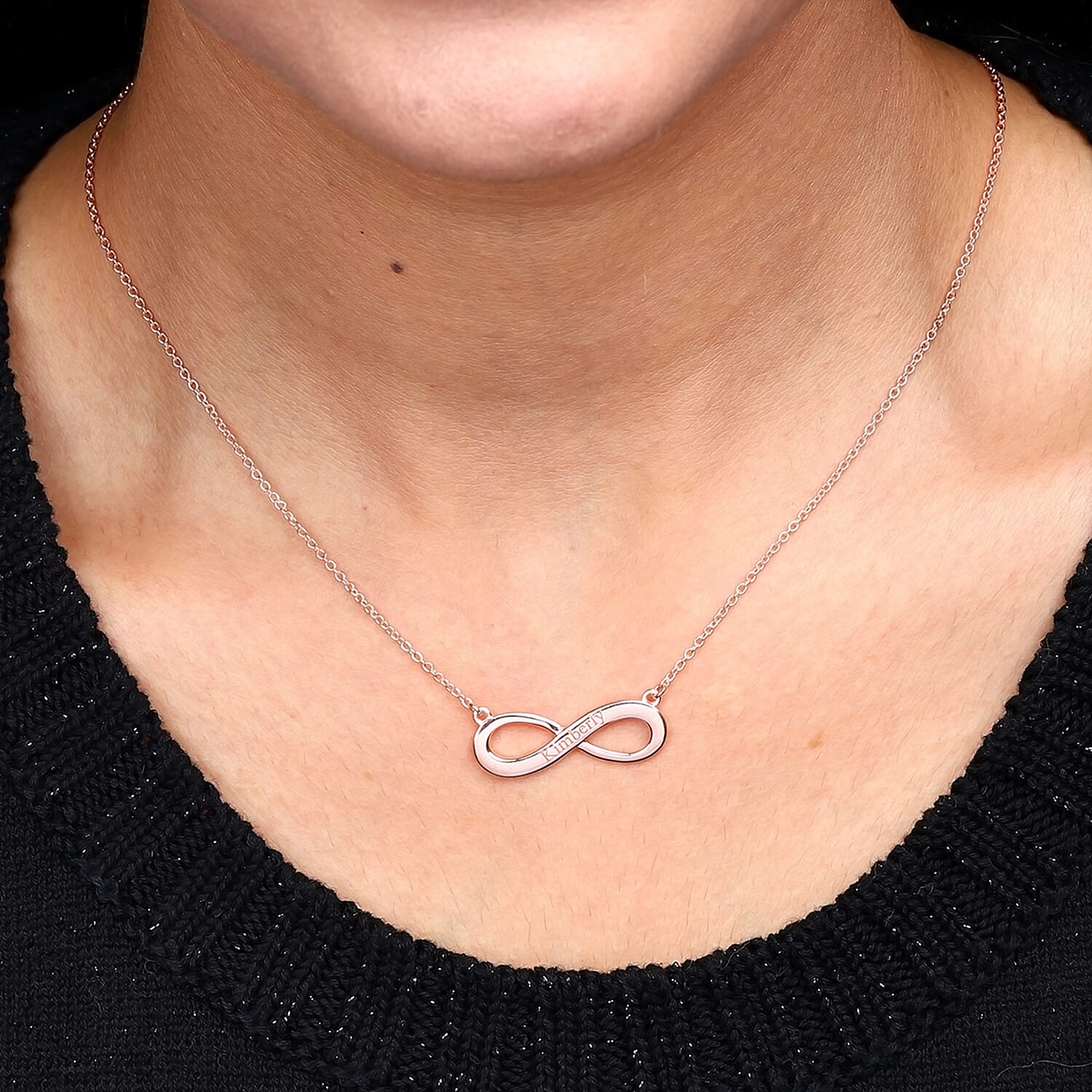 Personalised Engraved Infinity Necklace in Silver