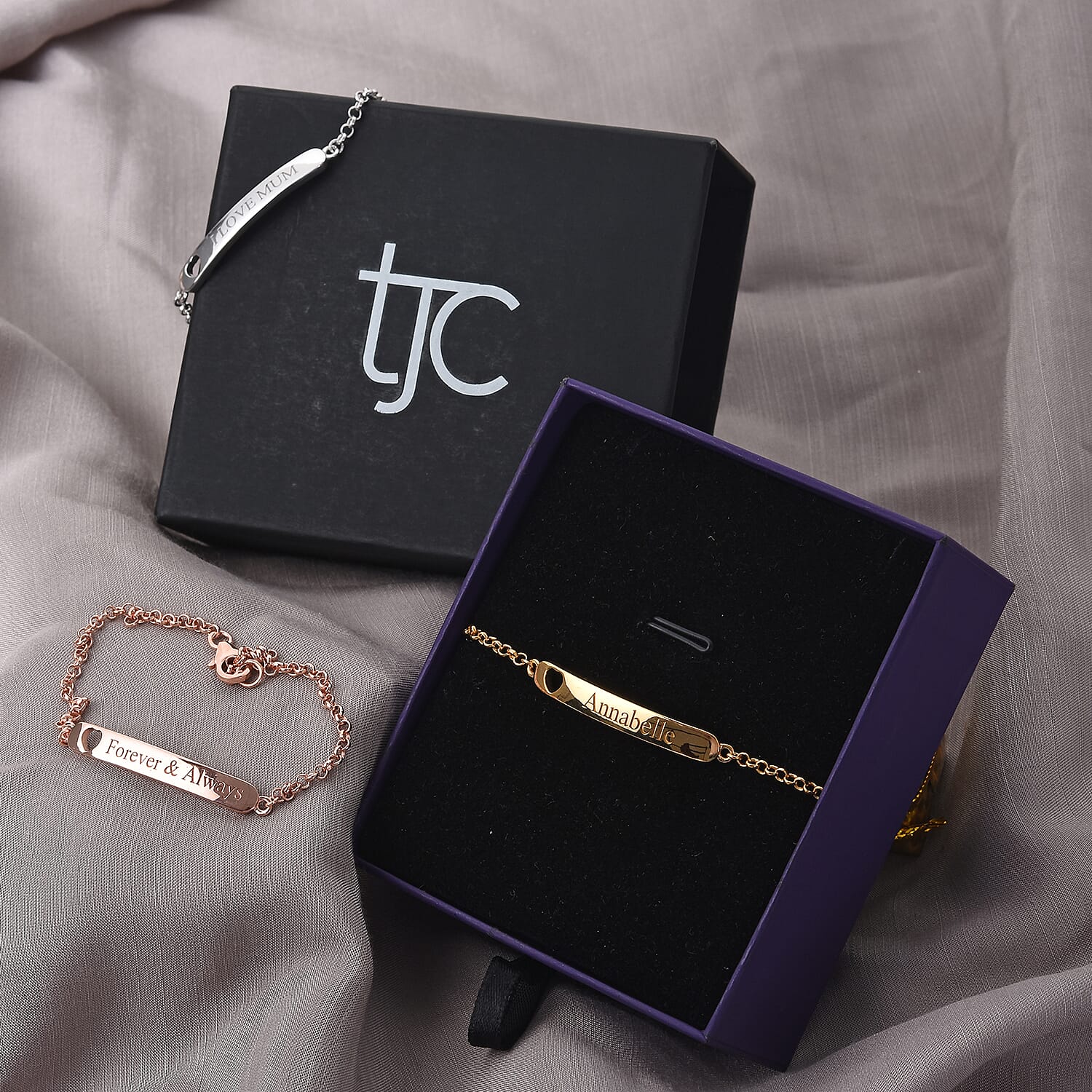 Personalised Engrave Bar Bracelet with Heart in Silver