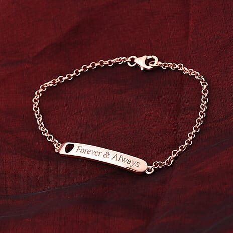 Personalised Engrave Bar Bracelet with Heart in Silver
