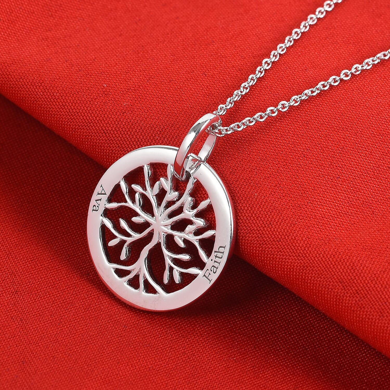 Personalised Engraved Family Tree Necklace, Size 18 Inch