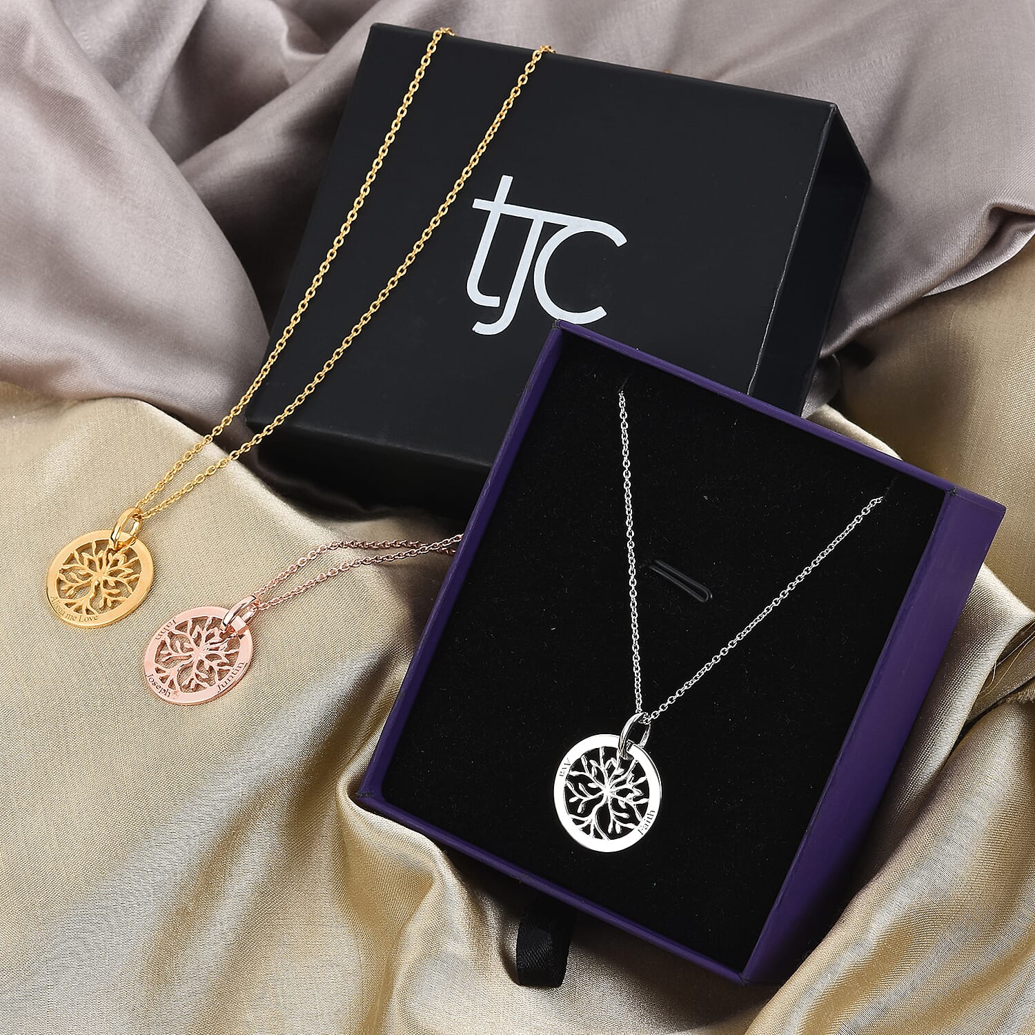 Personalised Engraved Family Tree Necklace, Size 18 Inch