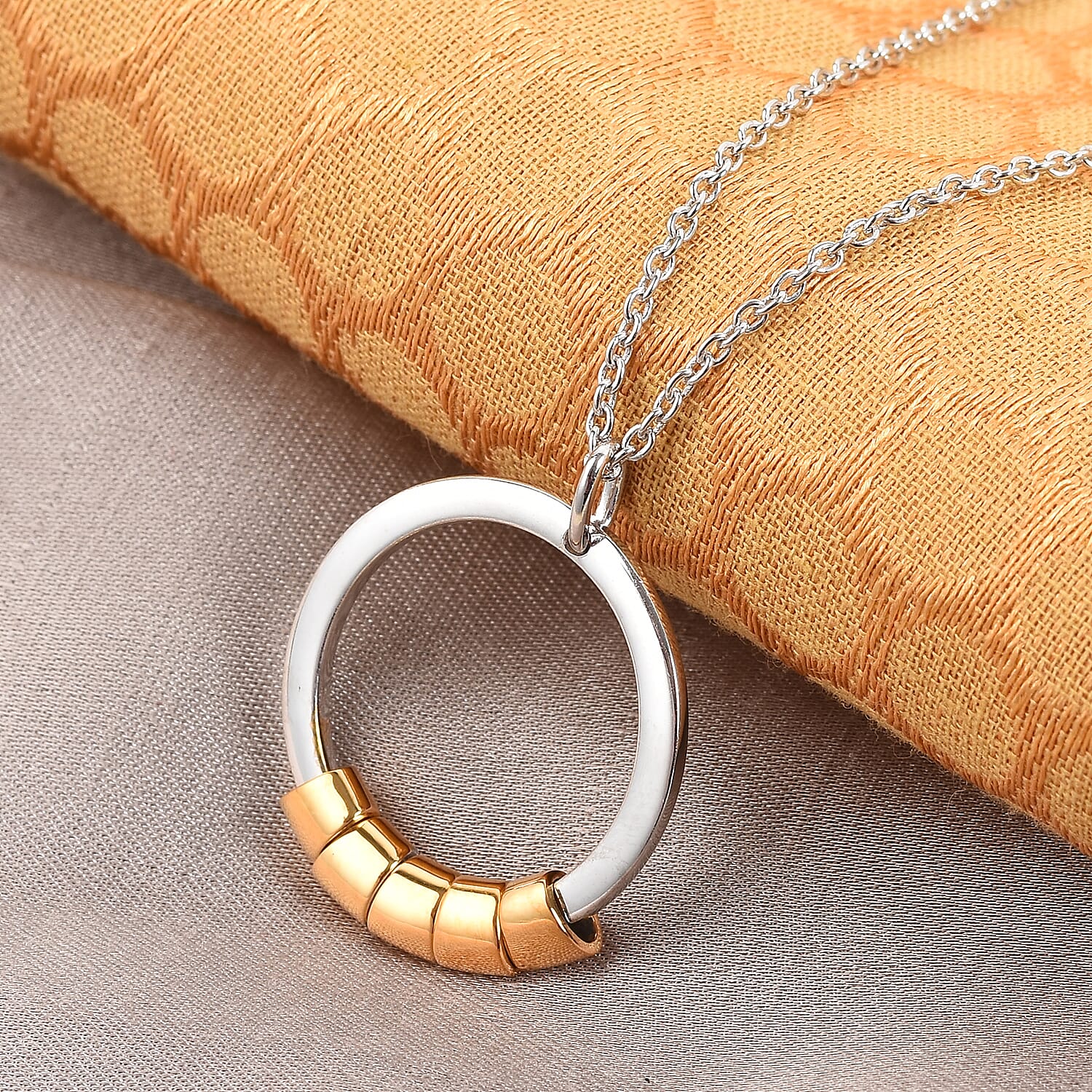 Personalised Engraved Two Tone Secret Name Circle Necklace, Size 20"