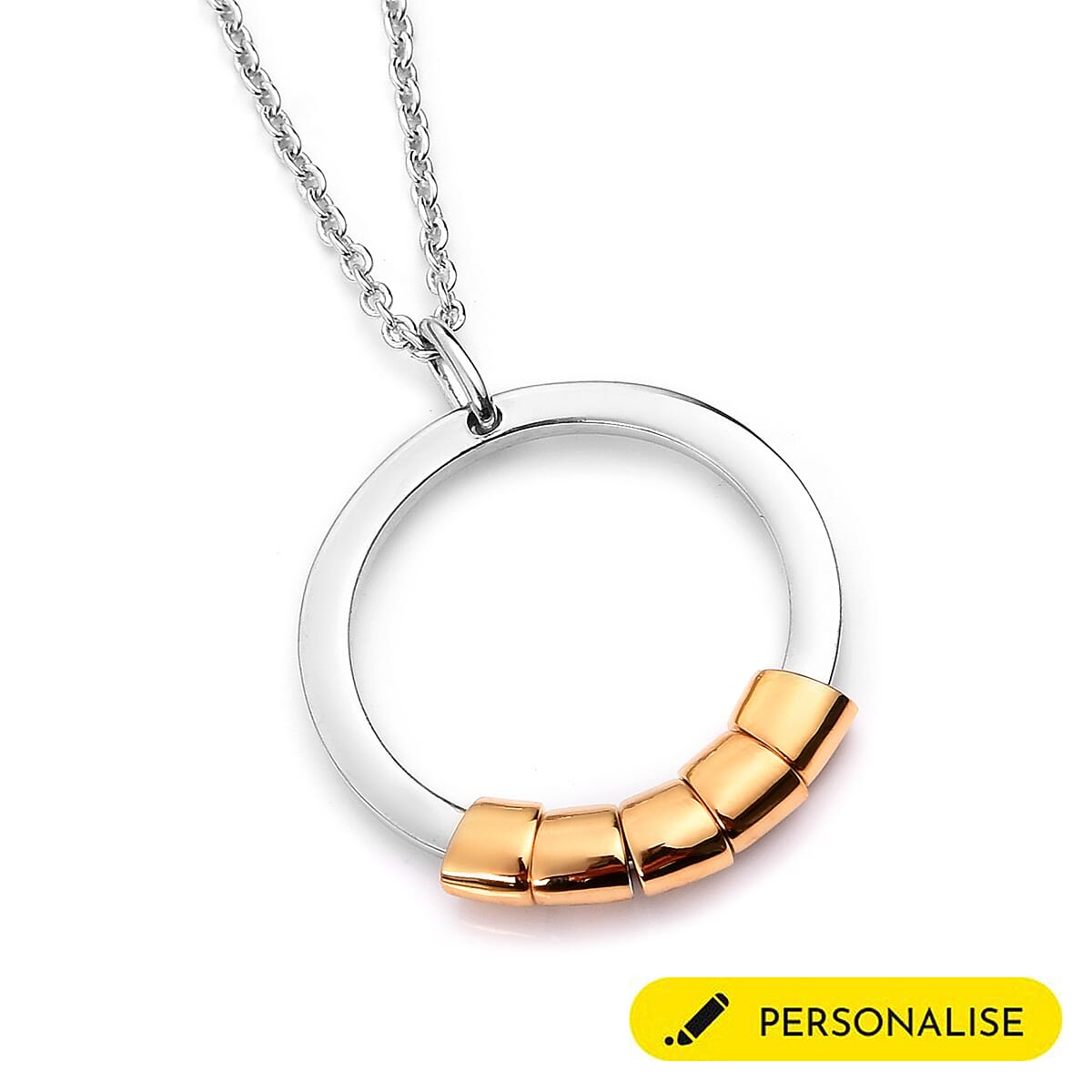 Personalised Engraved Two Tone Secret Name Circle Necklace, Size 20"