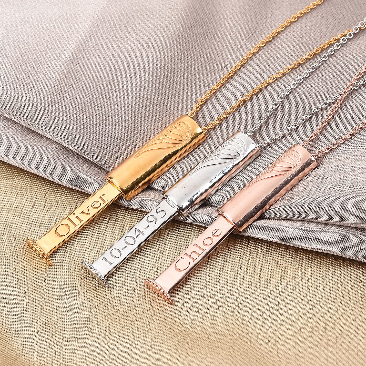 Personalised Engraved Secret Name Slider Necklace, Size 18 Inch
